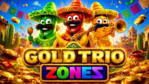 Gold Trio: Zones de Playtech: fiesta mexicana, monedas de colores y hasta 1.000x de premio